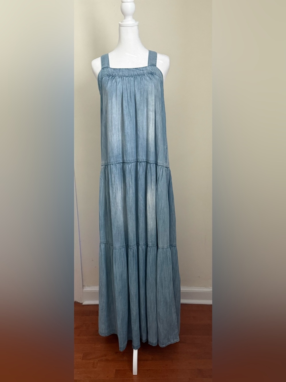 Elan Light Blue Tiered Maxi Dress
